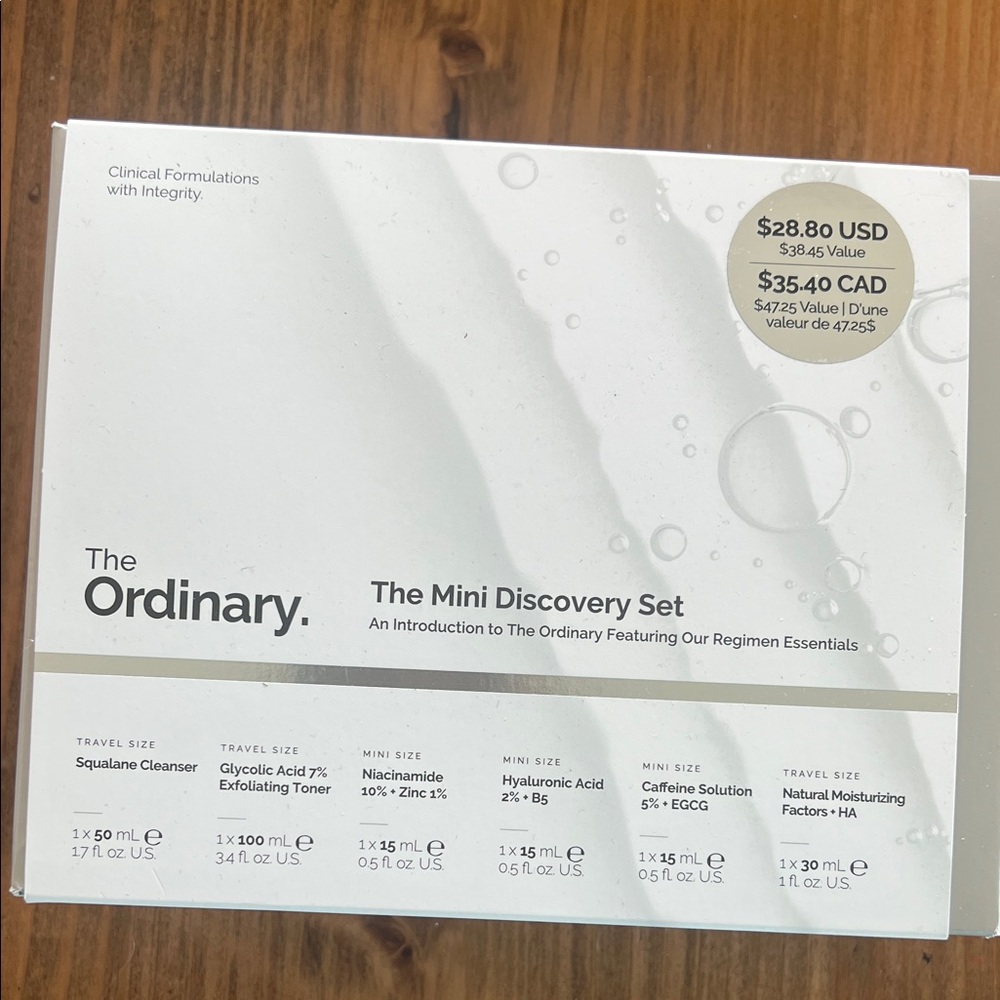 The Ordinary Mini Discovery Set White and Silver Packaging